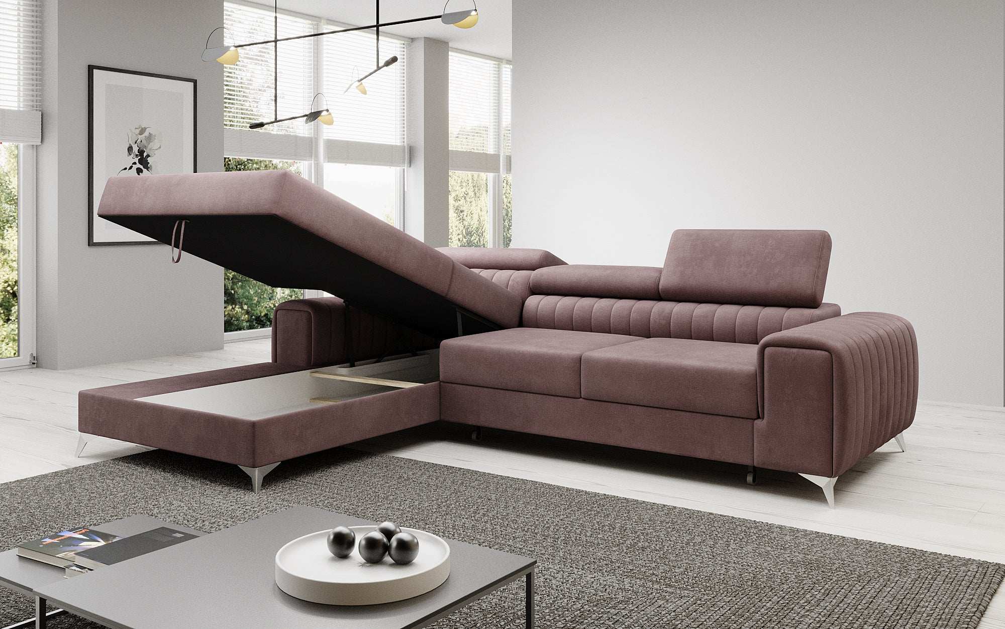 Designer Sofa Melinda mit Schlaf- und Klappfunktion