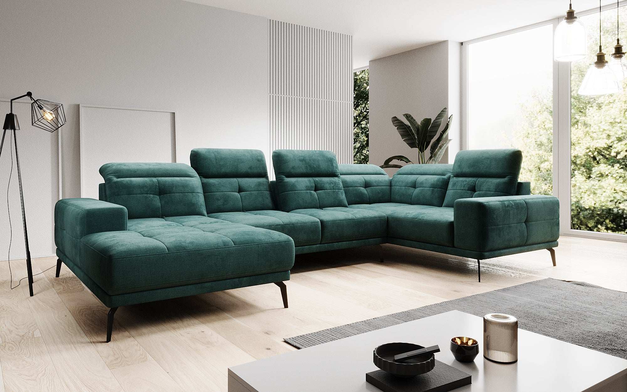 Designer Sofa Nerio mit verstellbarer Kopf- und Rückenlehne