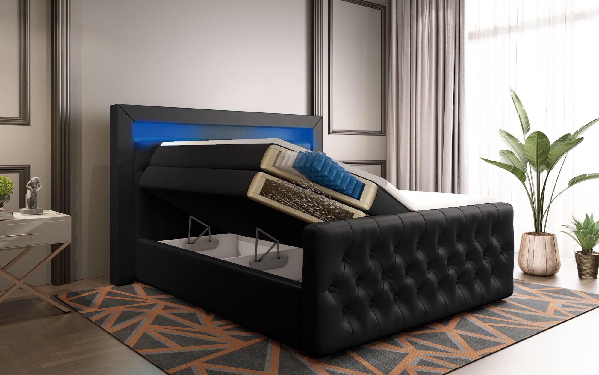 Boxspringbett Sonno mit RGB, USB und Stauraum