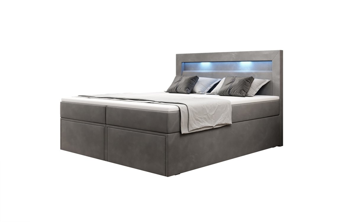 Boxspringbett Amelie mit LED und Stauraum - Luxusbetten24