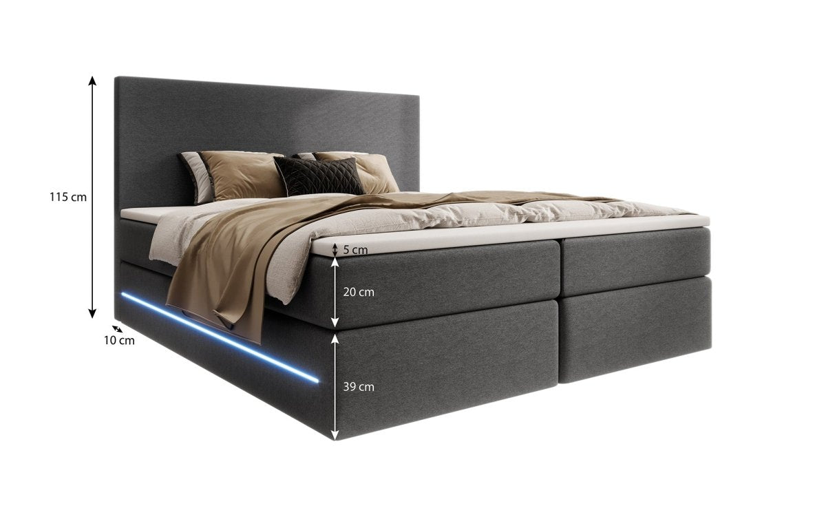 Boxspringbett Arito mit LED u. Stauraum - Luxusbetten24