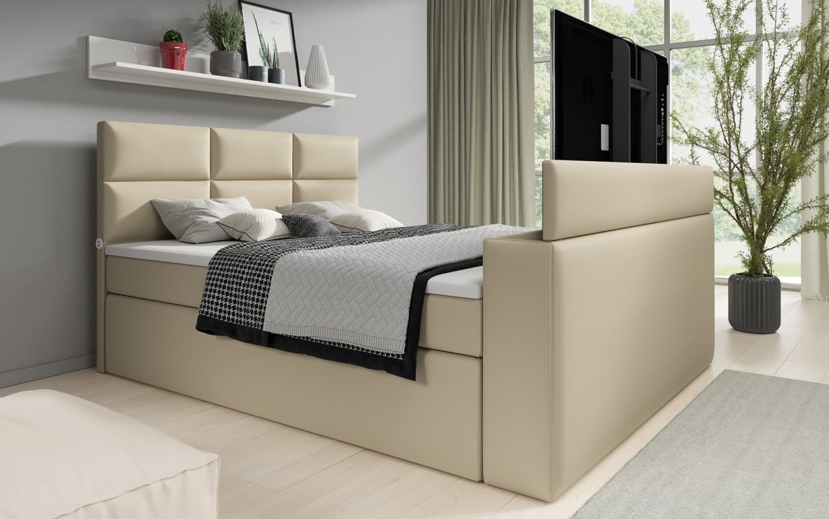 Boxspringbett Carito mit TV Lift, USB und Stauraum - Luxusbetten24