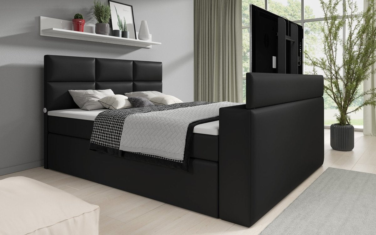 Boxspringbett Carre mit TV Lift, USB und Stauraum - Luxusbetten24