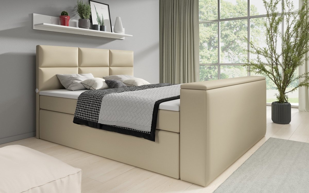 Boxspringbett Carre mit TV Lift, USB und Stauraum - Luxusbetten24