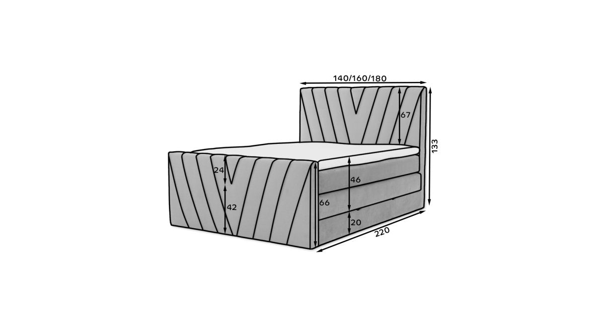 Boxspringbett Celia mit Stauraum - Luxusbetten24