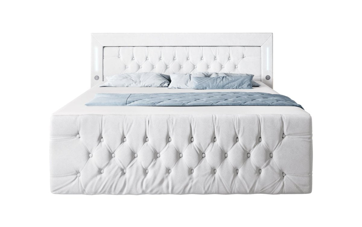 Boxspringbett Charme mit LED, USB und Stauraum (4 Schubladen) - Luxusbetten24