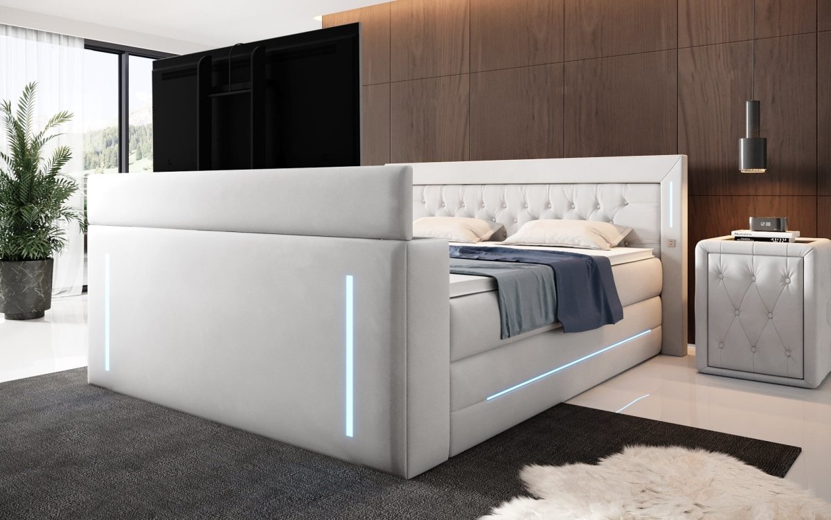 Boxspringbett Divalo mit TV Lift und Stauraum - Luxusbetten24