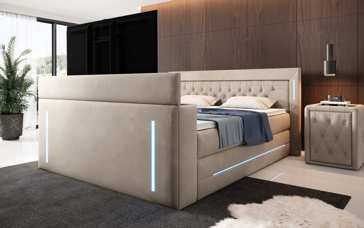 Boxspringbett Divalo mit TV Lift und Stauraum - Luxusbetten24