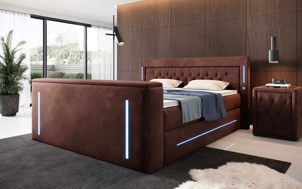 Boxspringbett Divalo mit TV Lift und Stauraum - Luxusbetten24