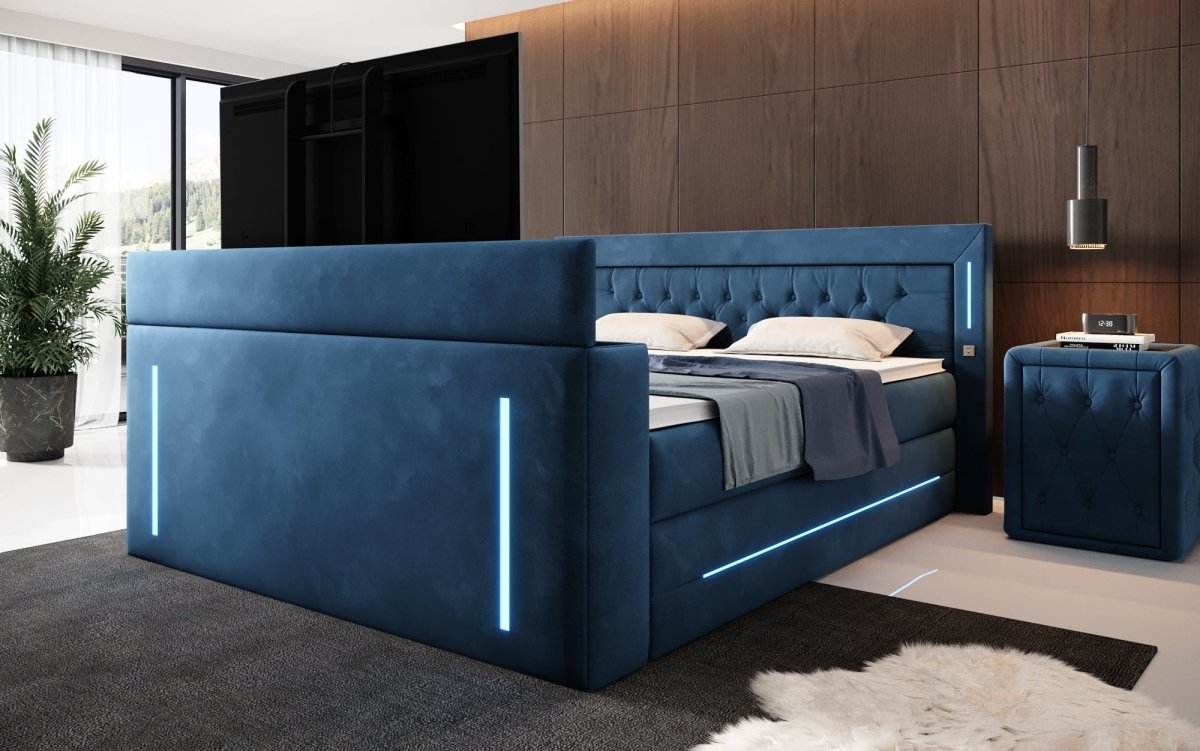 Boxspringbett Divalo mit TV Lift und Stauraum - Luxusbetten24