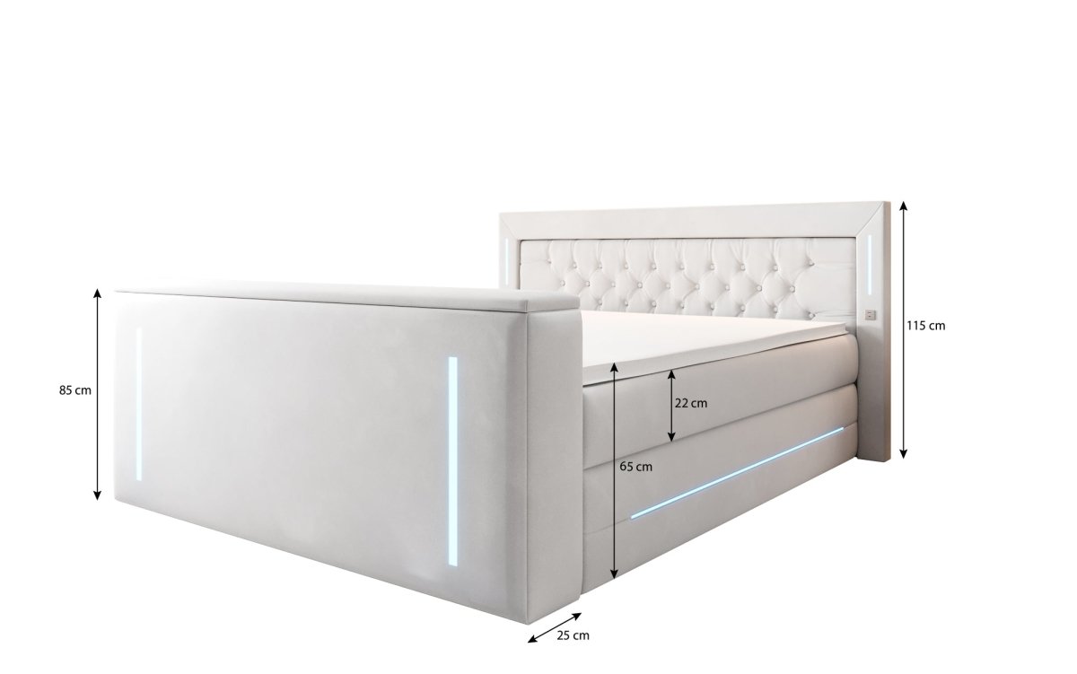 Boxspringbett Divalo mit TV Lift und Stauraum - Luxusbetten24