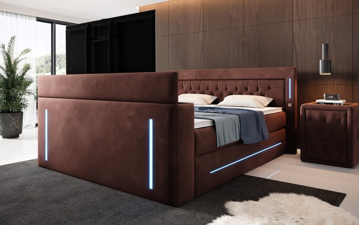 Boxspringbett Divalo mit TV Lift und Stauraum - Luxusbetten24