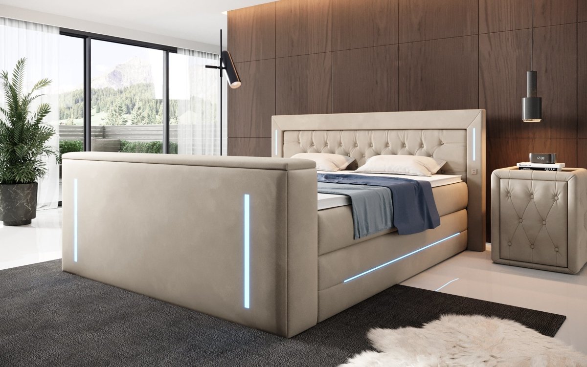 Boxspringbett Divalo mit TV Lift und Stauraum - Luxusbetten24