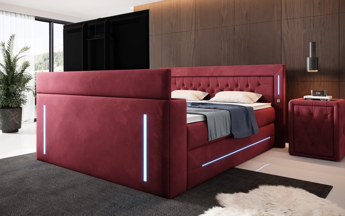 Boxspringbett Divalo mit TV Lift und Stauraum - Luxusbetten24