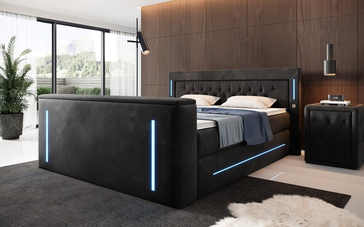 Boxspringbett Divalo mit TV Lift und Stauraum - Luxusbetten24