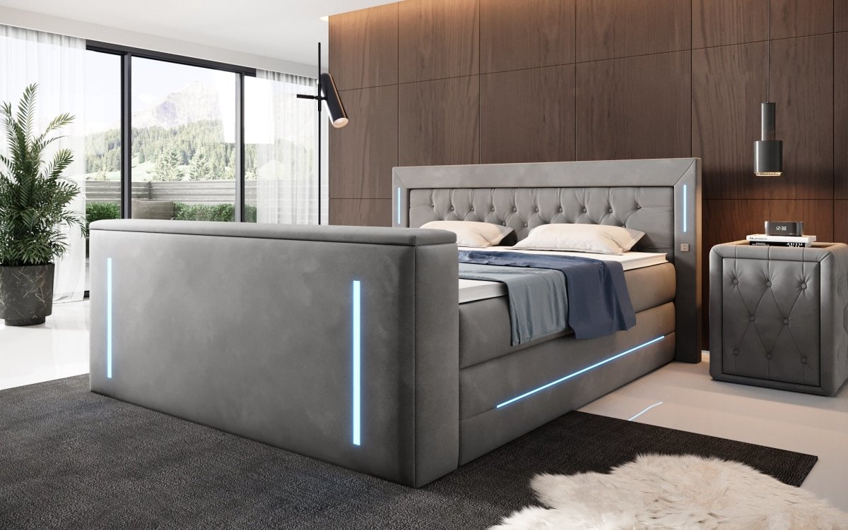 Boxspringbett Divalo mit TV Lift und Stauraum - Luxusbetten24