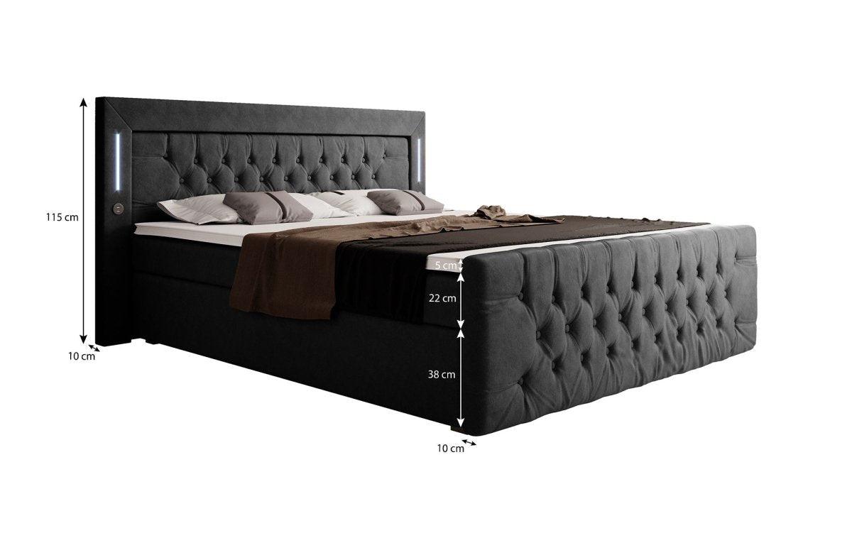 Boxspringbett Elegance mit LED, USB und Stauraum - Luxusbetten24