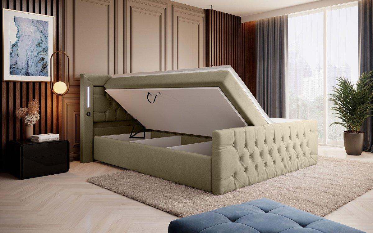 Boxspringbett Elegance mit LED, USB und Stauraum - Luxusbetten24