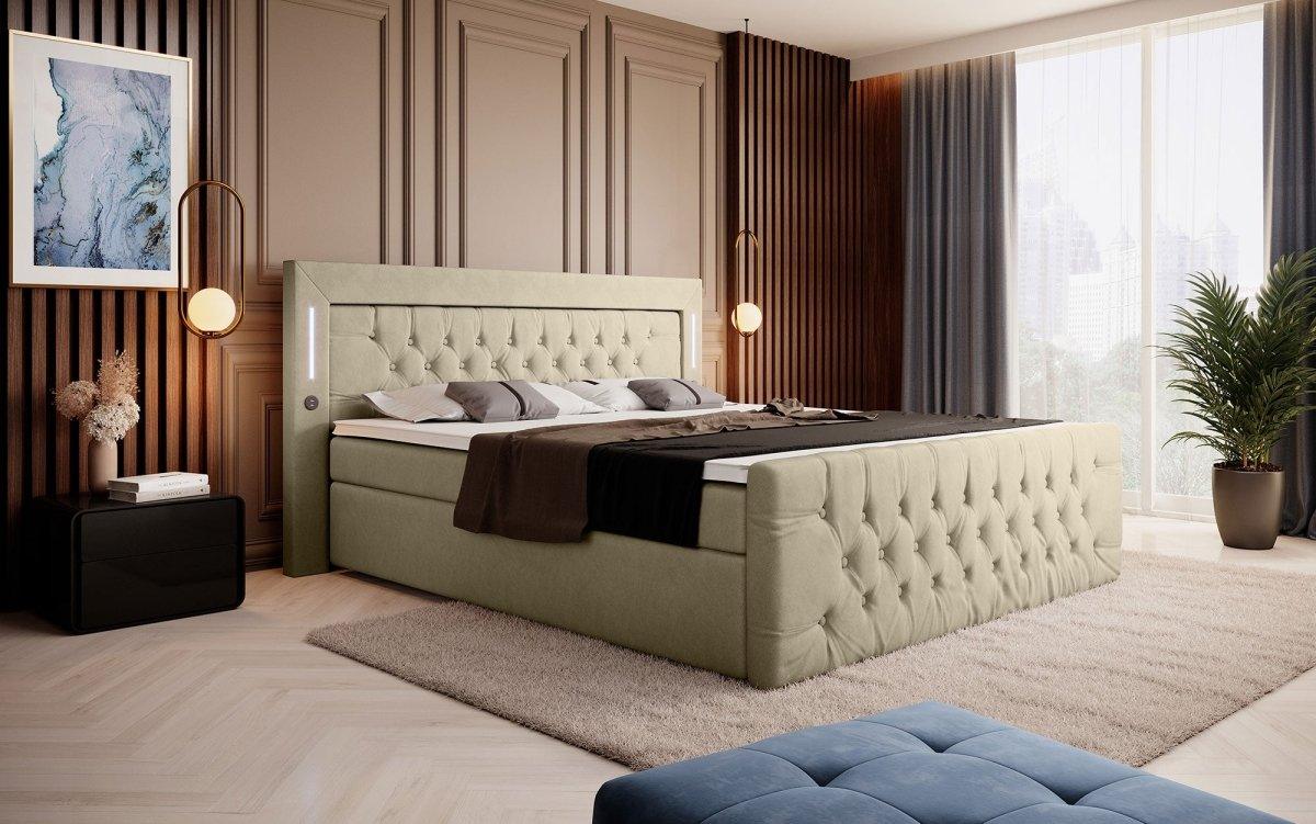 Boxspringbett Elegance mit LED, USB und Stauraum - Luxusbetten24