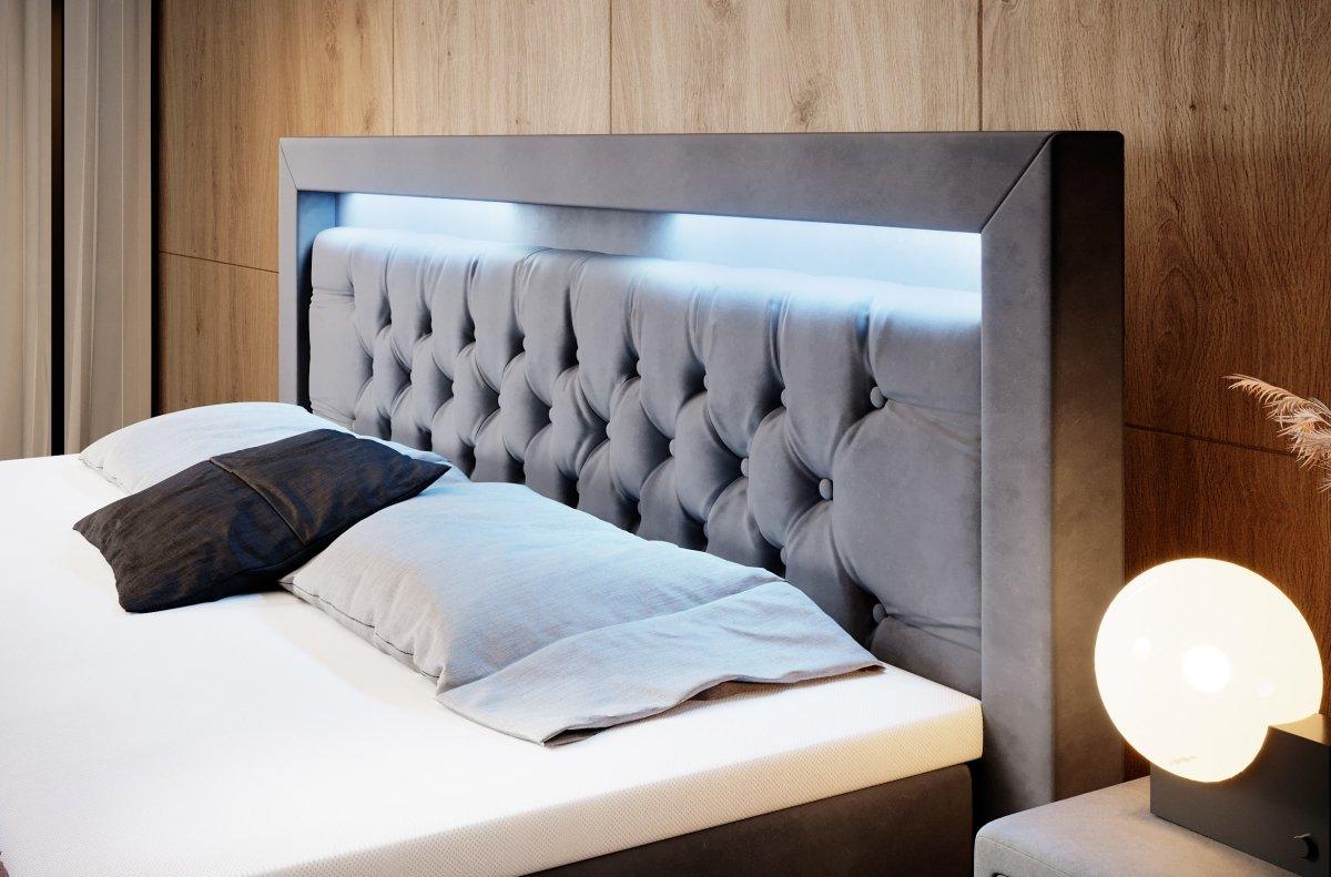 Boxspringbett Gloria mit LED und Stauraum - Luxusbetten24