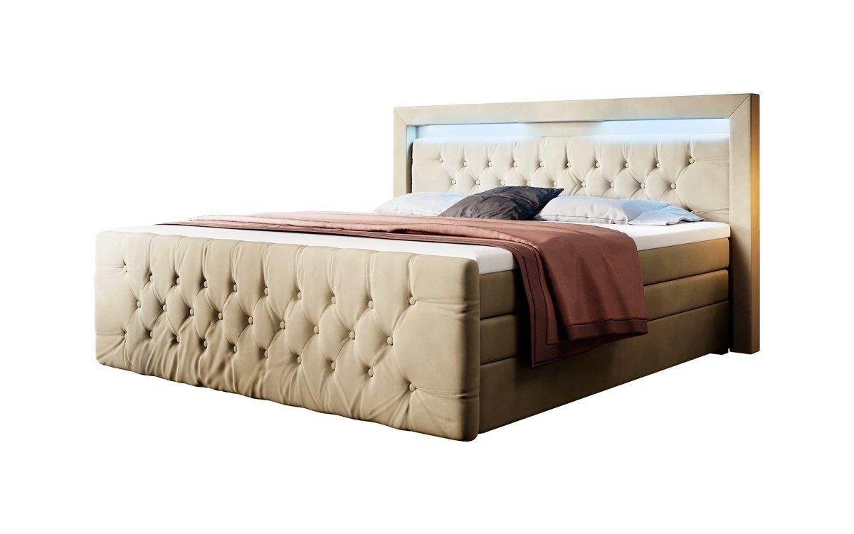 Boxspringbett Gloria mit LED und Stauraum - Luxusbetten24