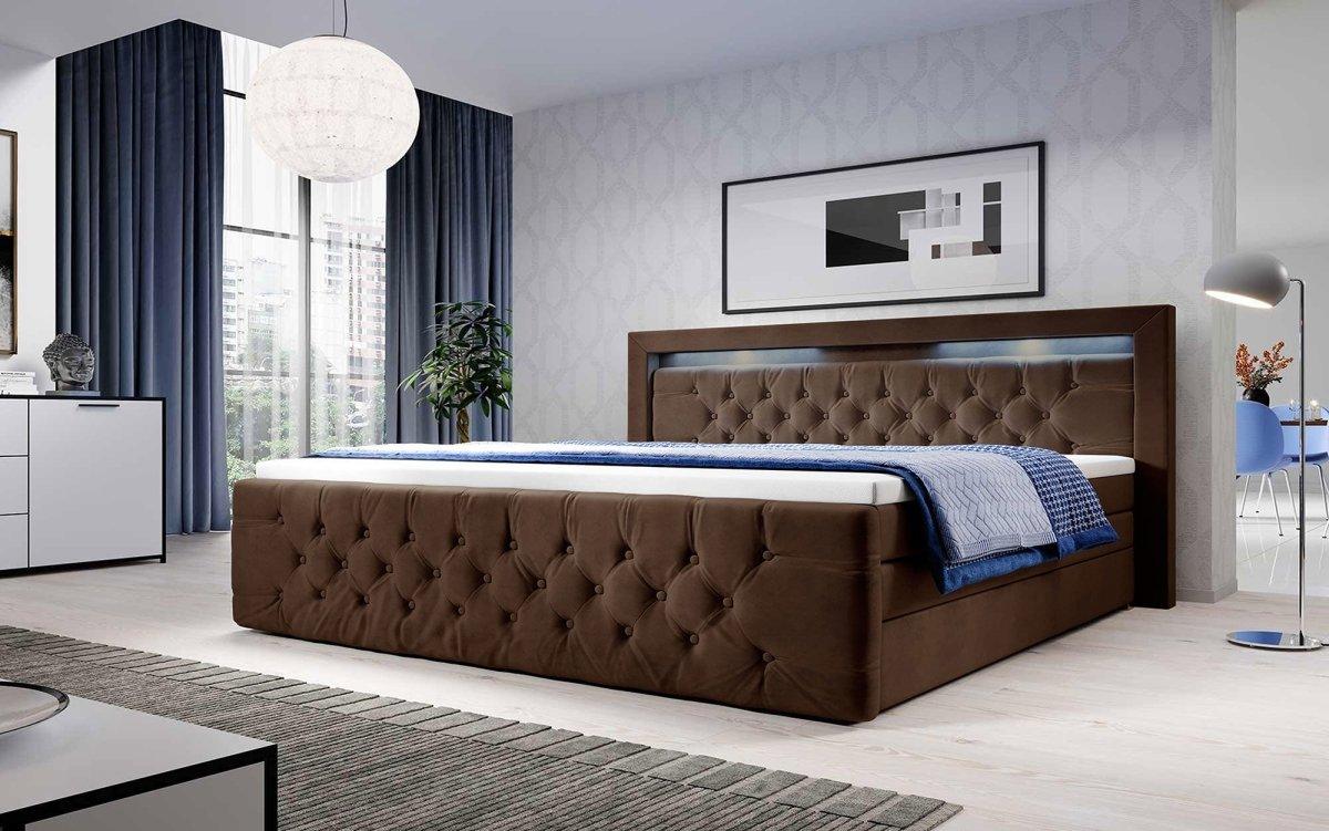 Boxspringbett Gloria mit LED und Stauraum - Luxusbetten24