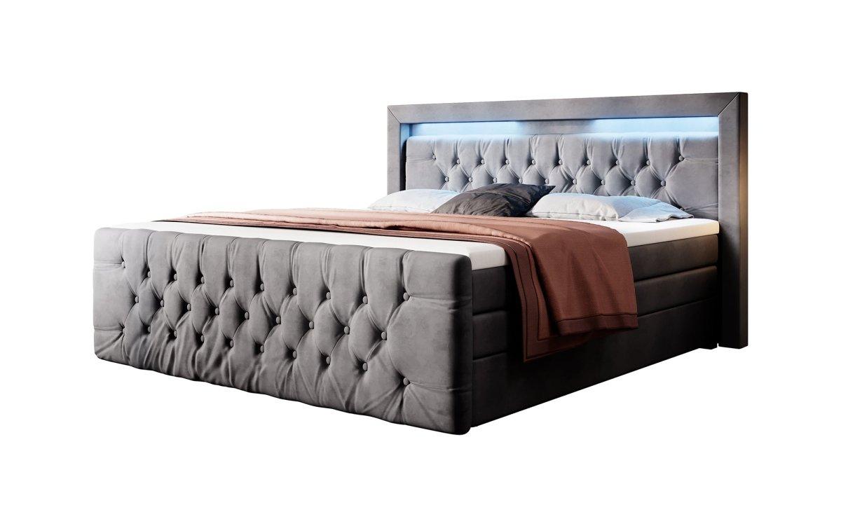 Boxspringbett Gloria mit LED und Stauraum - Luxusbetten24