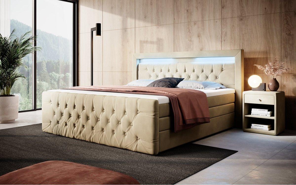 Boxspringbett Gloria mit LED und Stauraum - Luxusbetten24