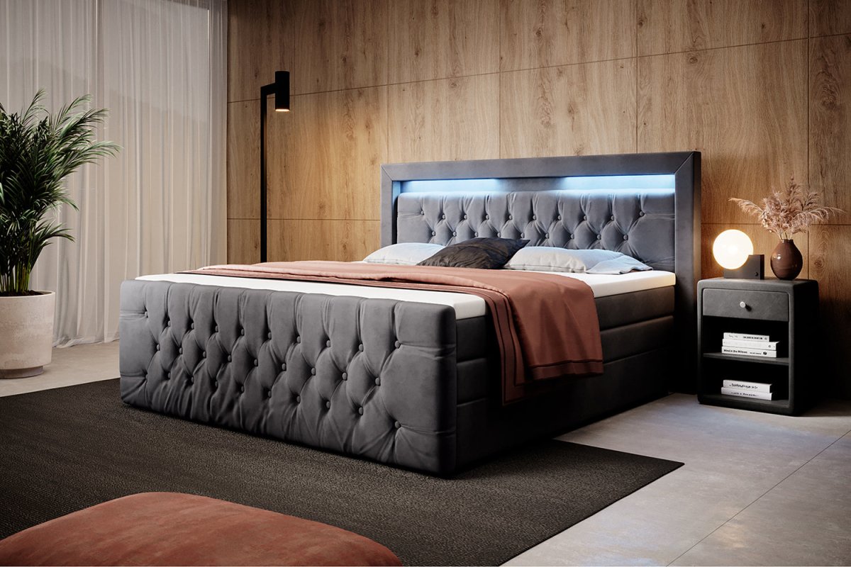 Boxspringbett Gloria mit LED und Stauraum - Luxusbetten24