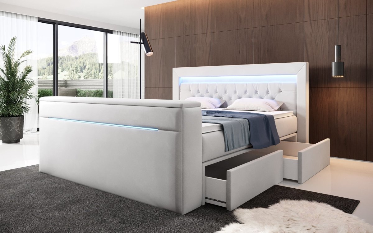 Boxspringbett Jupiter mit TV Lift, RGB und Stauraum - Luxusbetten24