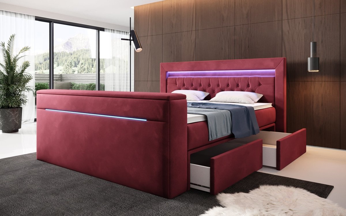 Boxspringbett Jupiter mit TV Lift, RGB und Stauraum - Luxusbetten24