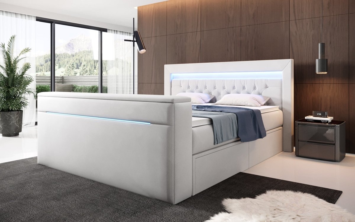 Boxspringbett Jupiter mit TV Lift, RGB und Stauraum - Luxusbetten24