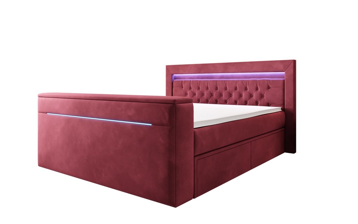 Boxspringbett Jupiter mit TV Lift, RGB und Stauraum - Luxusbetten24