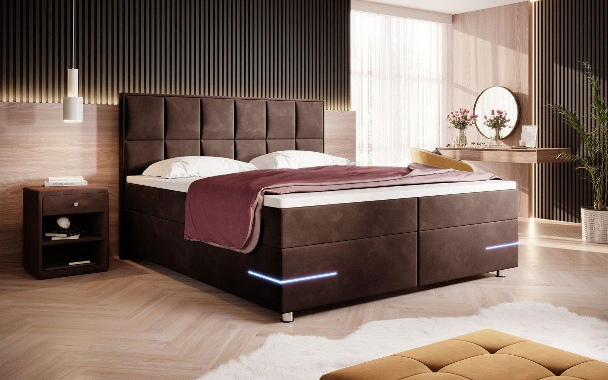 Boxspringbett Lea mit LED (Samt) - Luxusbetten24