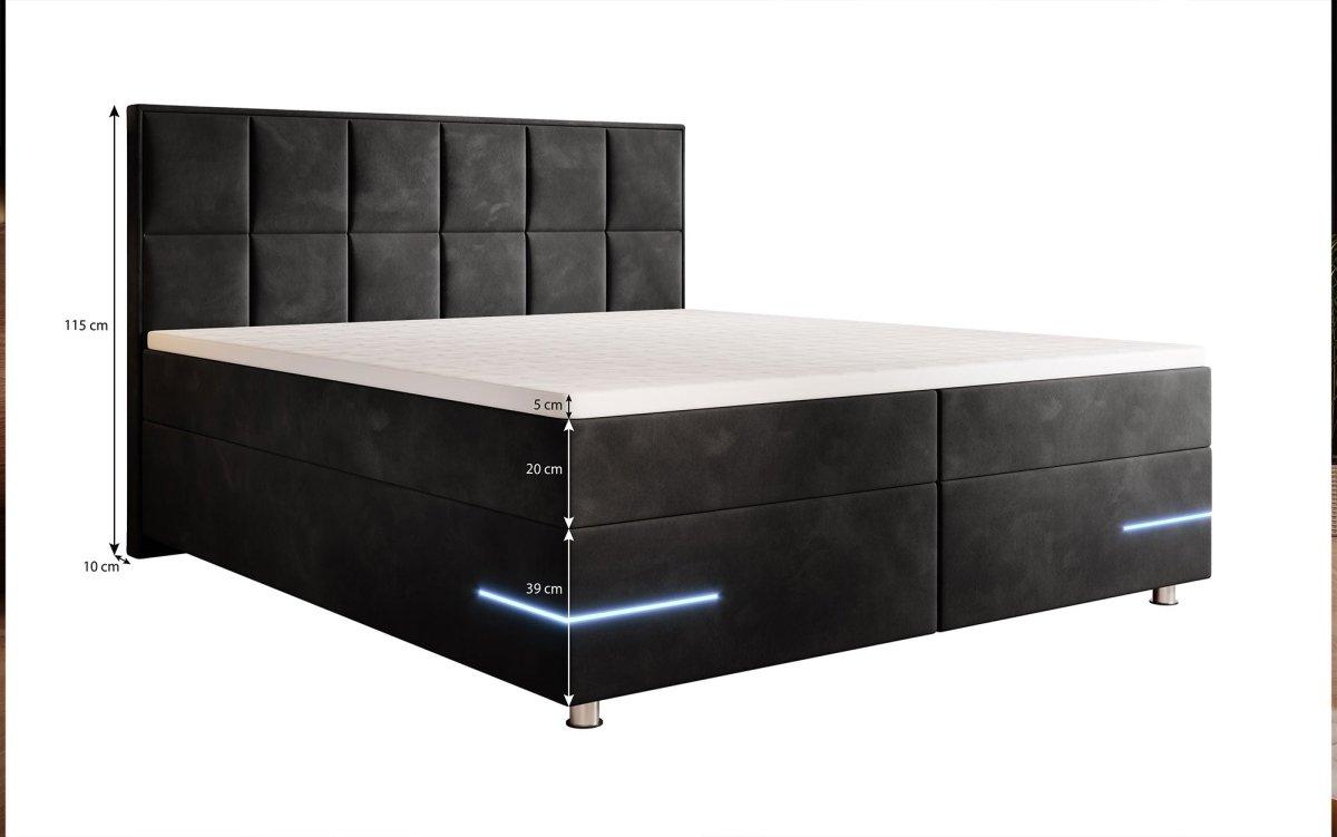 Boxspringbett Lea mit LED (Samt) - Luxusbetten24