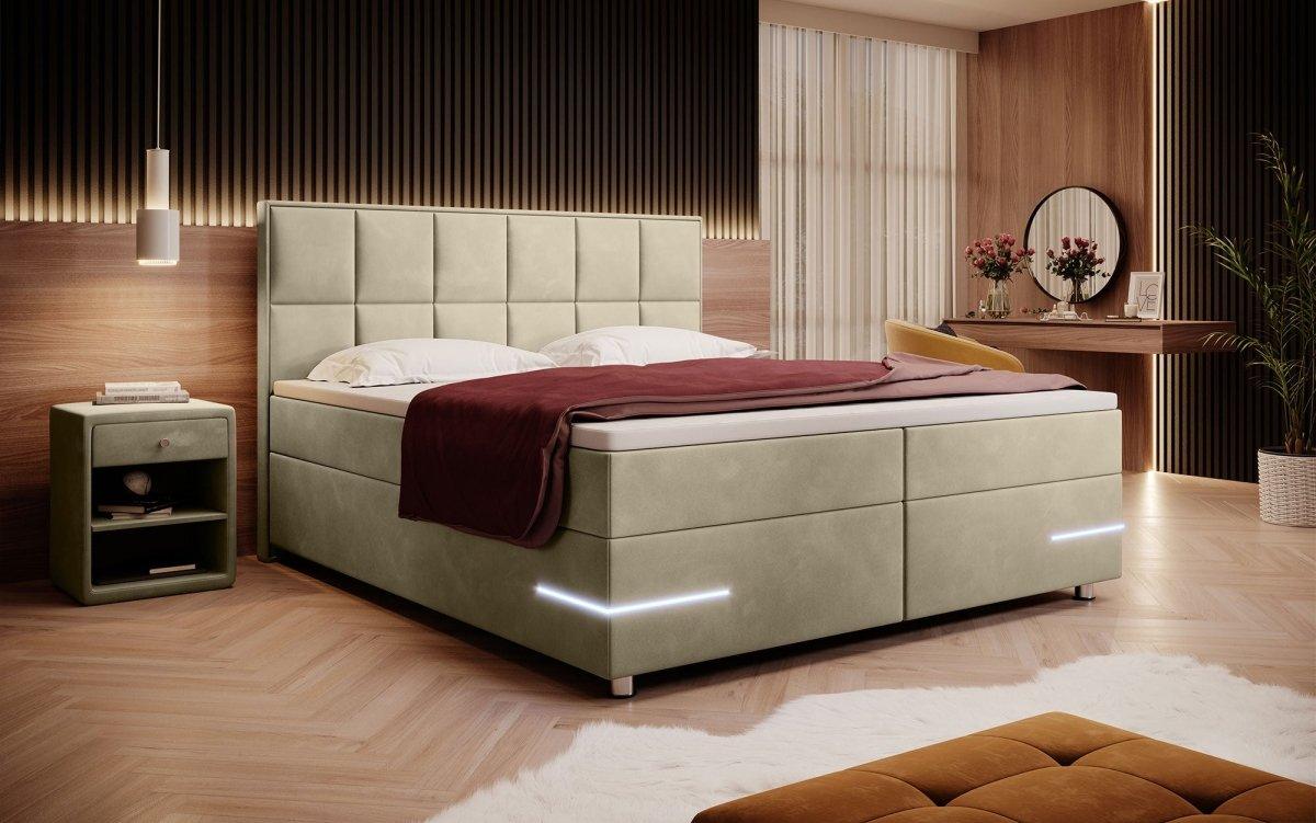 Boxspringbett Lea mit LED (Samt) - Luxusbetten24