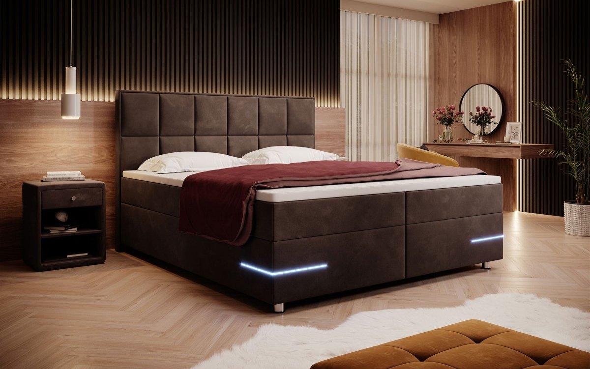 Boxspringbett Lea mit LED (Samt) - Luxusbetten24