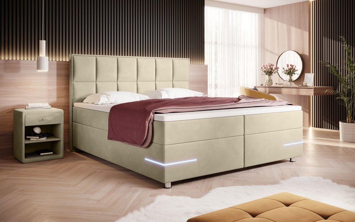 Boxspringbett Lea mit LED (Samt) - Luxusbetten24