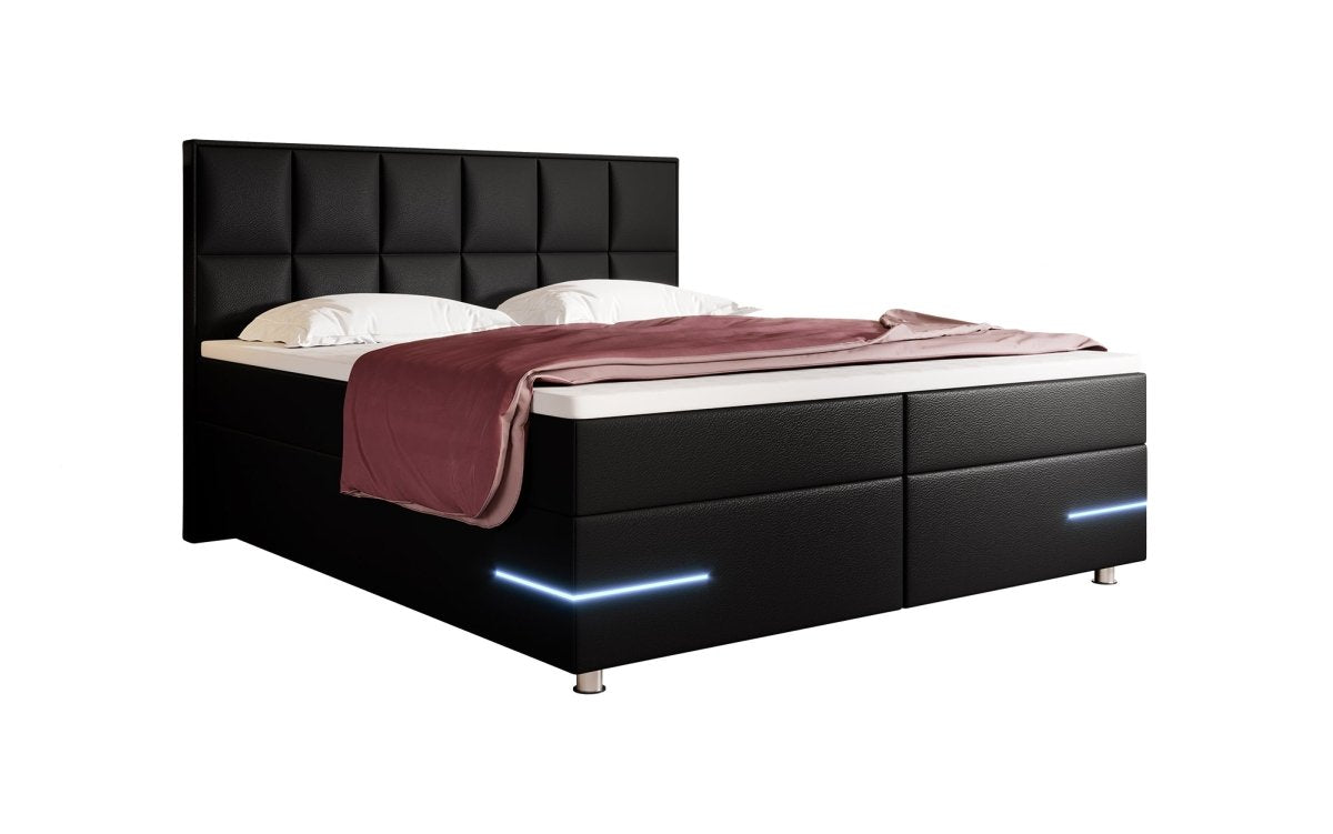 Boxspringbett Milano mit LED (Kunstleder) - Luxusbetten24