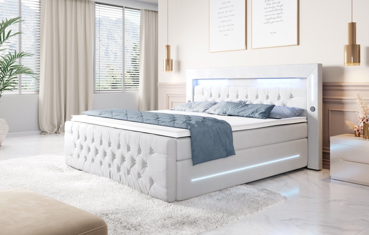 Boxspringbett Moonlight mit LED, USB und Stauraum - Luxusbetten24