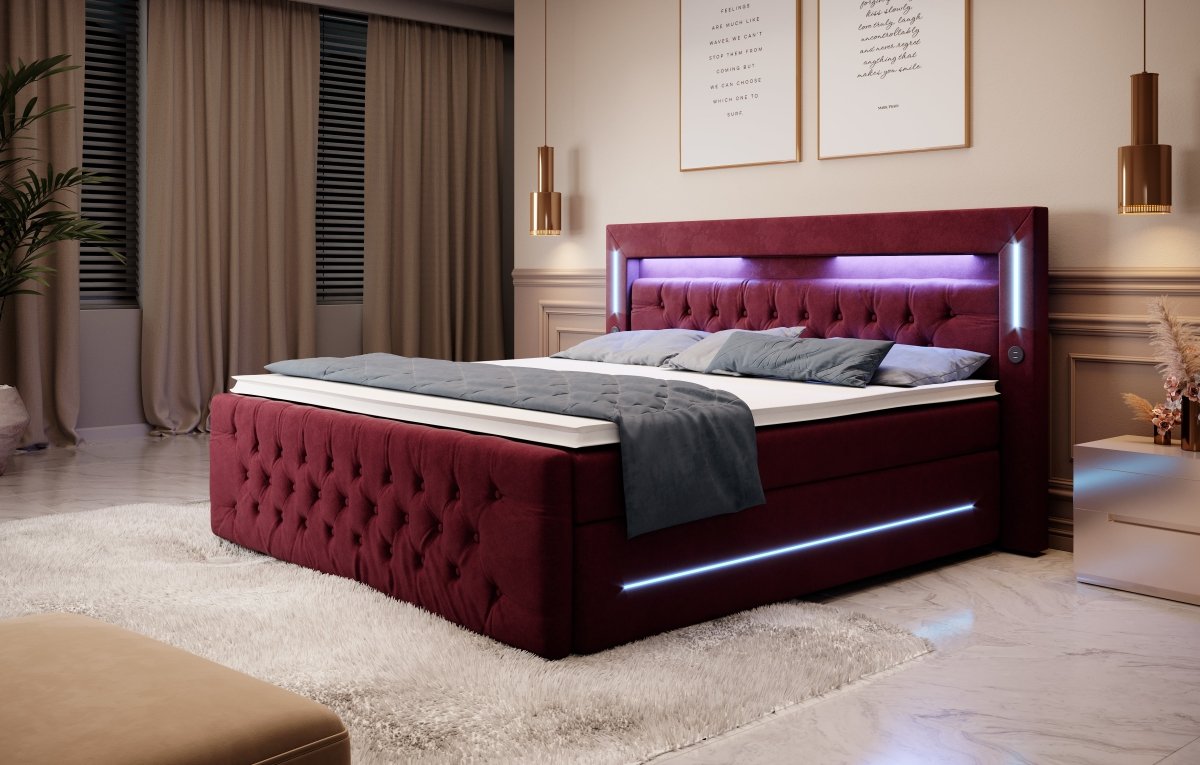 Boxspringbett Moonlight mit LED, USB und Stauraum - Luxusbetten24