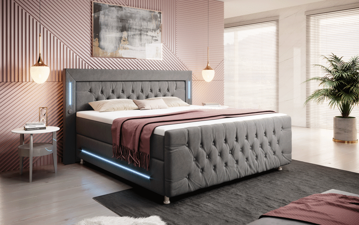 Boxspringbett Paradise mit LED und Füßen - Luxusbetten24