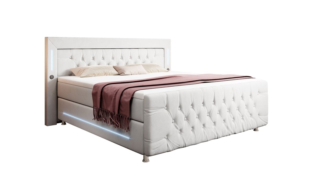 Boxspringbett Paradise mit LED, USB und Füßen - Luxusbetten24