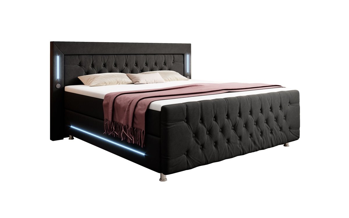 Boxspringbett Paradise mit LED, USB und Füßen - Luxusbetten24