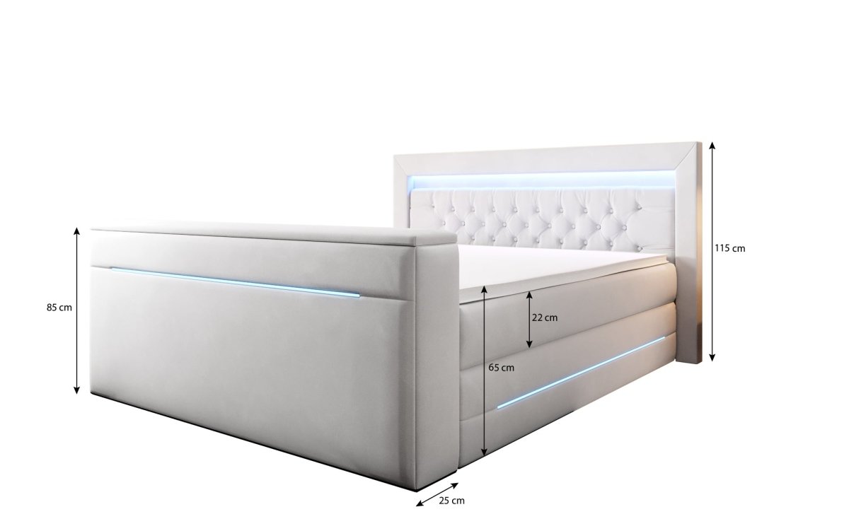 Boxspringbett Pluto mit TV Lift, RGB und Stauraum - Luxusbetten24