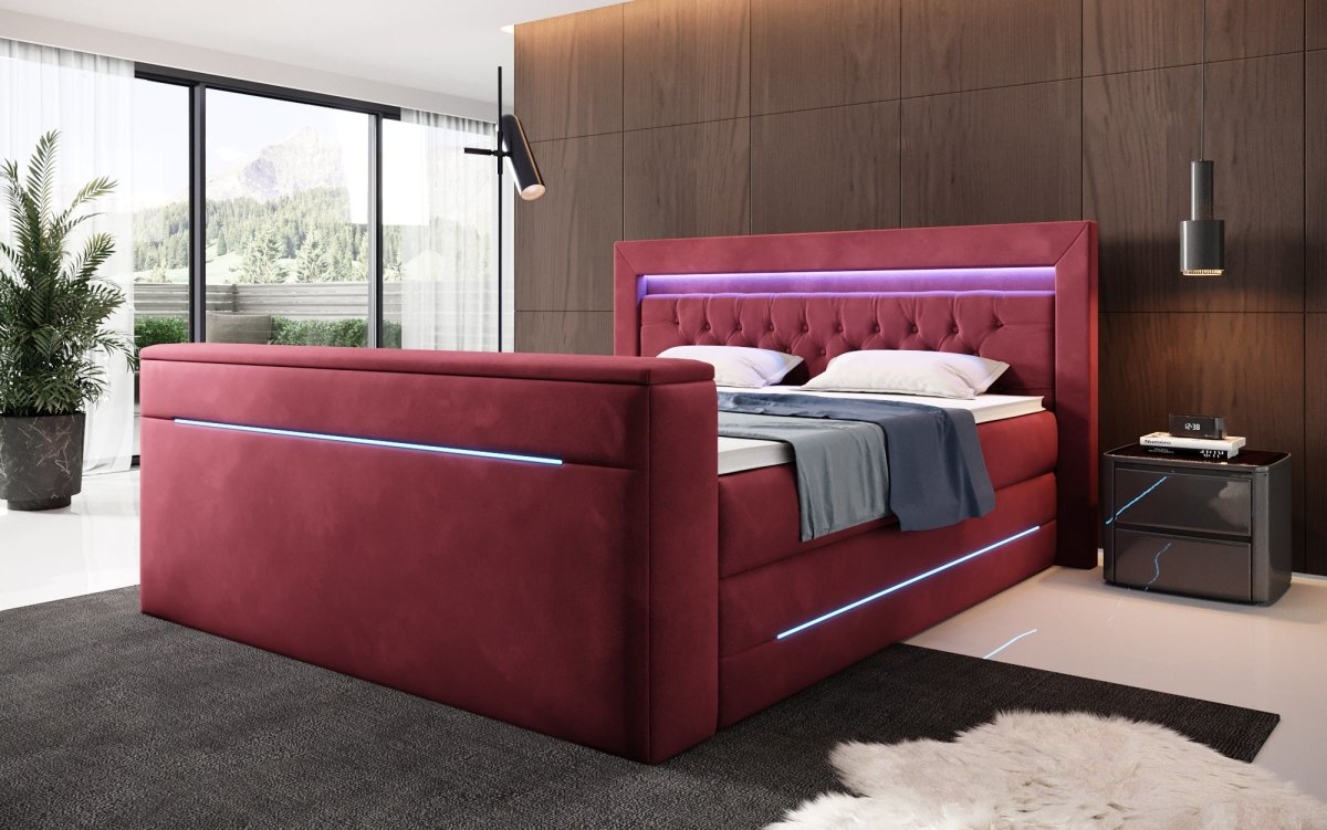 Boxspringbett Pluto mit TV Lift, RGB und Stauraum - Luxusbetten24