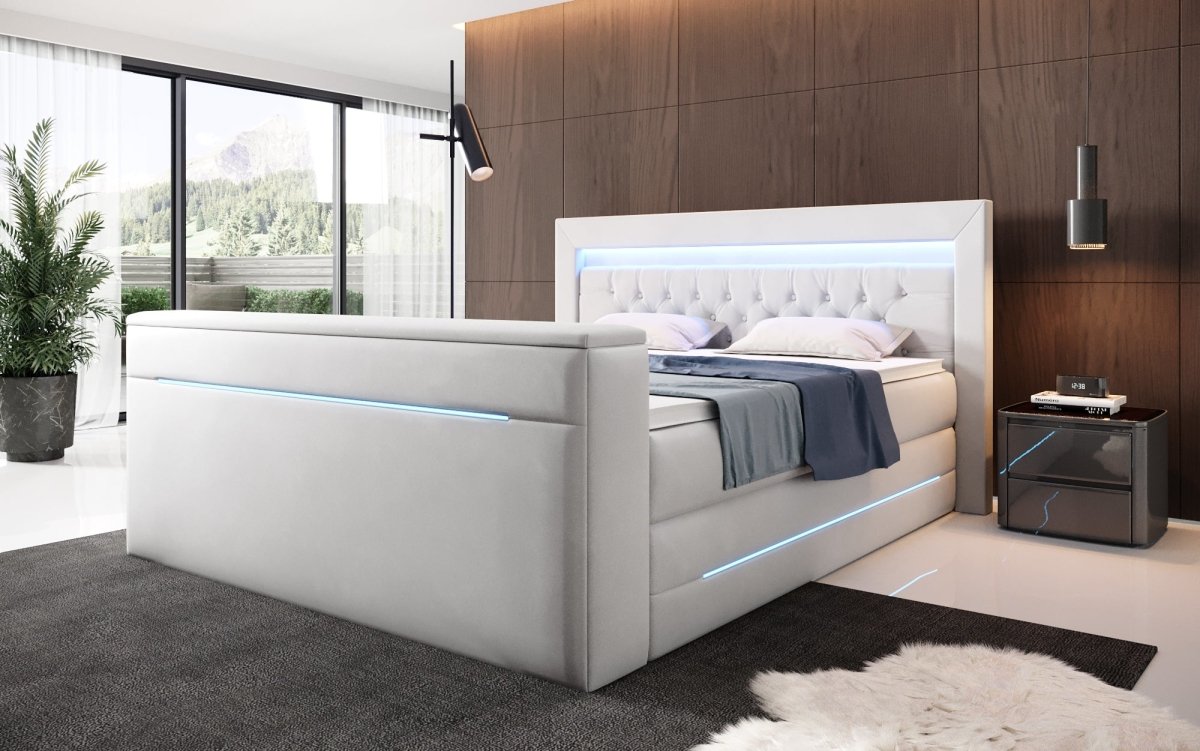 Boxspringbett Pluto mit TV Lift, RGB und Stauraum - Luxusbetten24