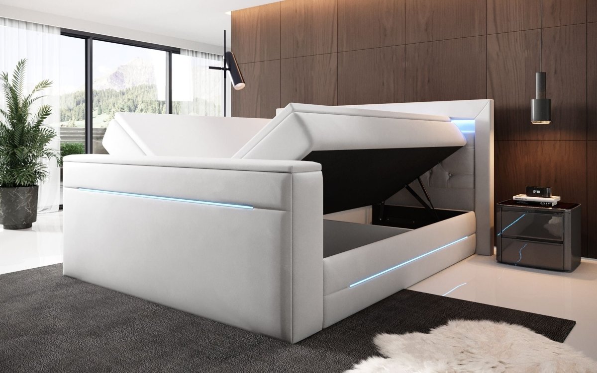 Boxspringbett Pluto mit TV Lift, RGB und Stauraum - Luxusbetten24