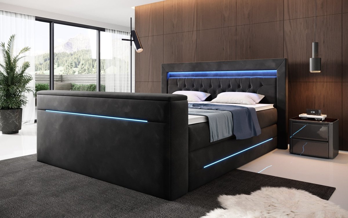 Boxspringbett Pluto mit TV Lift, RGB und Stauraum - Luxusbetten24