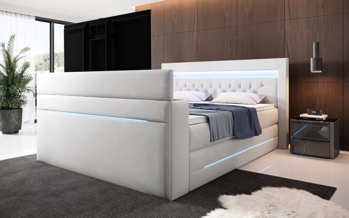 Boxspringbett Pluto mit TV Lift, RGB und Stauraum - Luxusbetten24